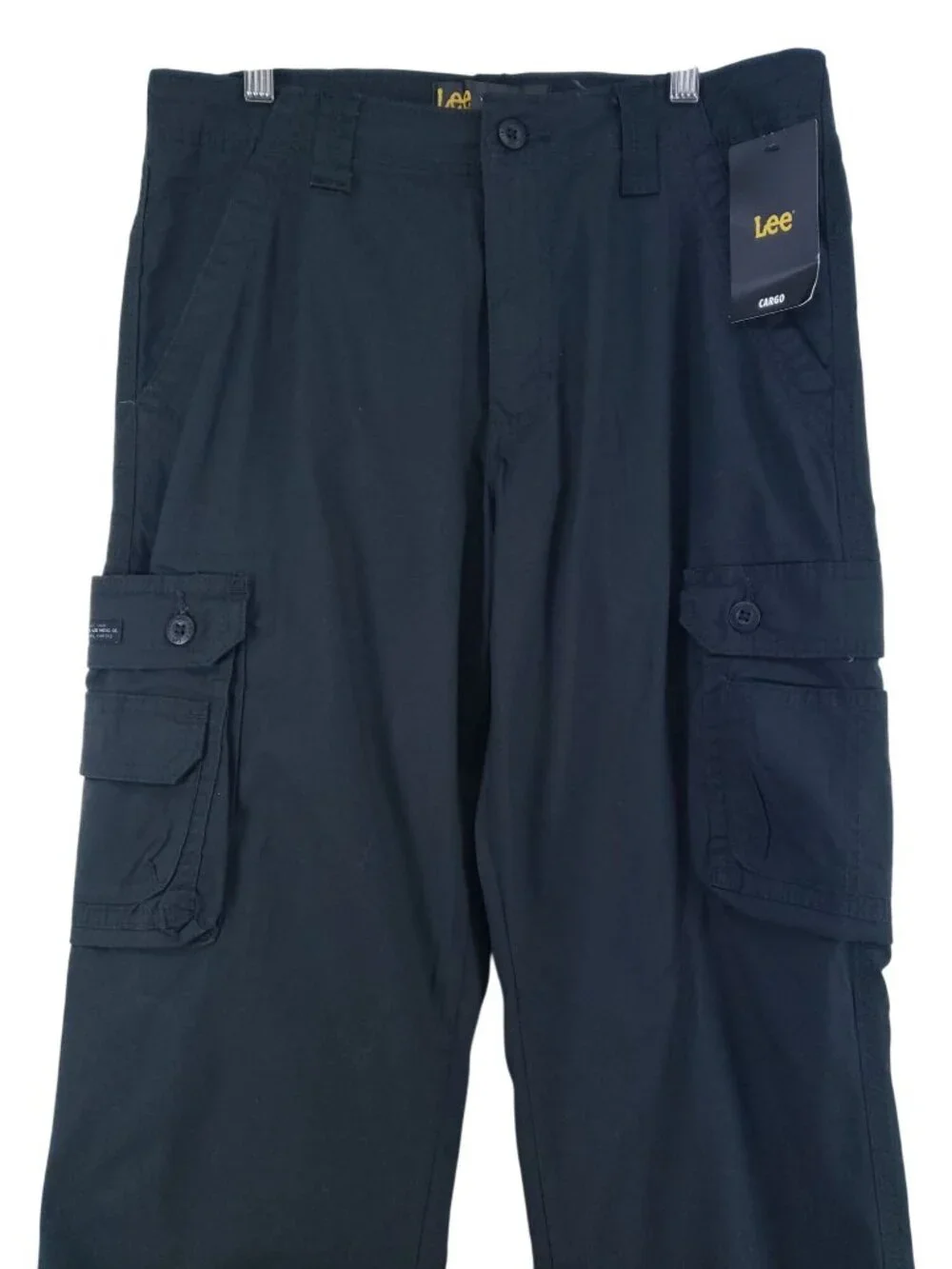 Lee Mens Relaxed Fit Cargo Pants 31x32 Black Ripstop High Rise Straight Leg